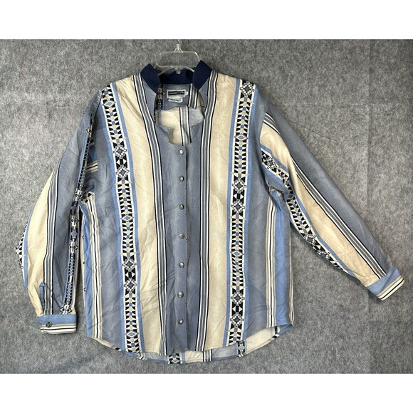 Panhandle Slim Women's Shirt L Aztec Southwestern Button Crop - Picture 1 of 11